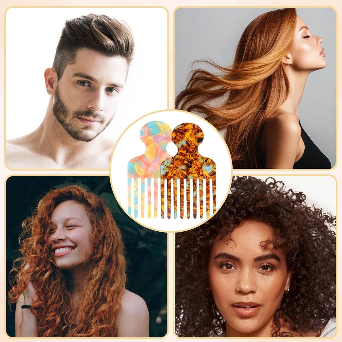 Clofiak 2pcs Hair Pick Comb Long Wide Tooth Comb for Curls 4.7in Smooth Detangling Lifting Curly Hair Picks Afro Smooth Styling Tools for Women Men Barber Supplies (Colorful) - görsel 13