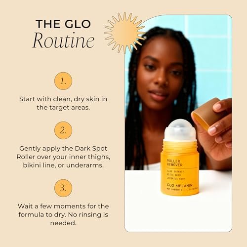 Glo Melanin Dark Spot Topical Roll-On – 1.7 fl oz – Targeted Brightening for Inner Thighs & Underarms with Kojic Acid, Licorice & Willow Bark – Vegan & Paraben-Free Avelisse