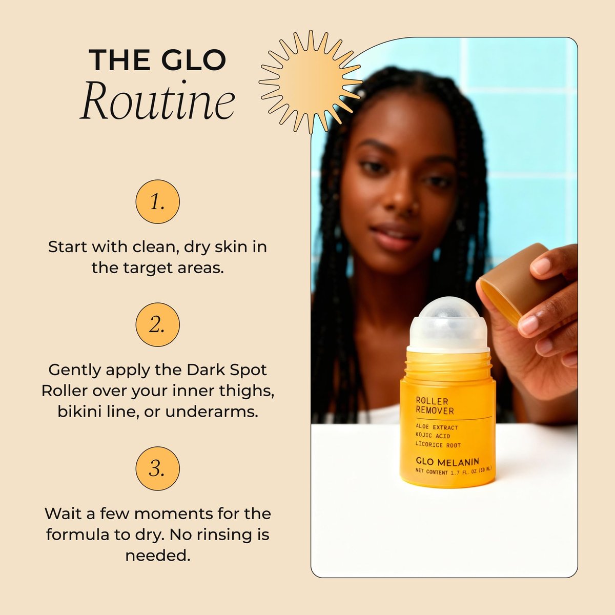 Glo Melanin Dark Spot Topical Roll-On – 1.7 fl oz – Targeted Brightening for Inner Thighs & Underarms with Kojic Acid, Licorice & Willow Bark – Vegan & Paraben-Free Avelisse