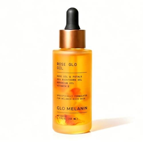 Glo Melanin Rose Glo Oil – Natural Brightening & Soothing Facial & Body Oil with Rosehip, Sea Buckthorn, Argan, Grape Seed & Vitamin E – 100% Clean, Melanin-Friendly (1.7 fl oz 50ml) Avelisse