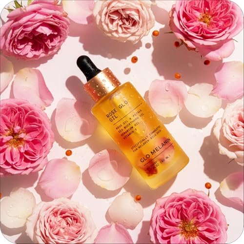 Glo Melanin Rose Glo Oil – Natural Brightening & Soothing Facial & Body Oil with Rosehip, Sea Buckthorn, Argan, Grape Seed & Vitamin E – 100% Clean, Melanin-Friendly (1.7 fl oz 50ml) Avelisse