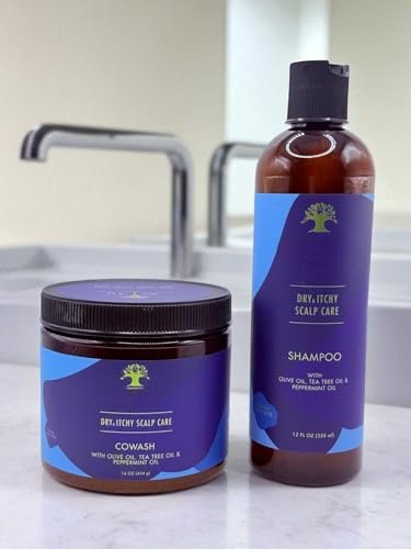 Dry & Itchy Scalp Care Co-Wash (16 oz) & Shampoo (12 oz) Duo – With Olive Oil, Peppermint & Tea Tree Oil – Soothes Dandruff, Flakes & Irritation Avelisse