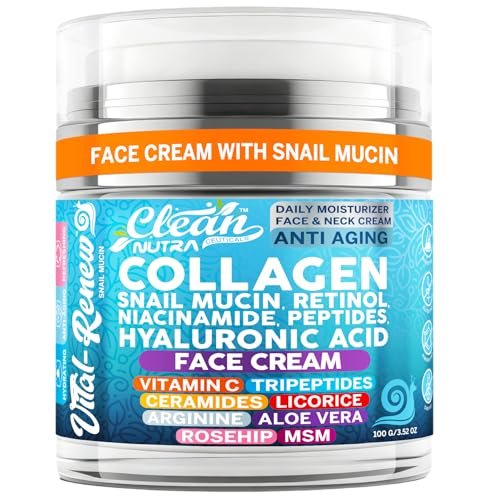 Snail Mucin Collagen Face Cream - Anti-Aging Moisturizer with Retinol, Niacinamide, Hyaluronic Acid, Peptides, Vitamin C, Ceramides - Korean Skincare Daily Face and Neck Cream - 3.52 oz (100g) - görsel 2