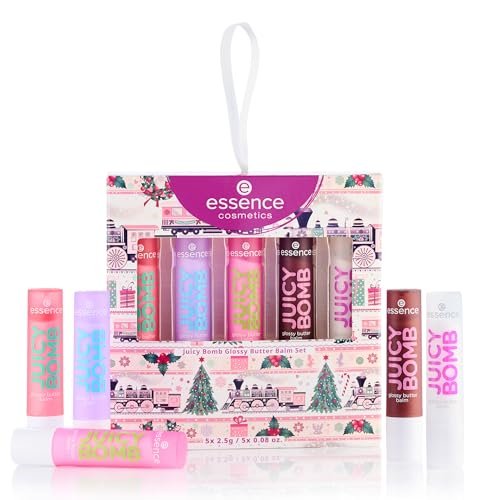 Essence Juicy Butter Balm Holiday Gift Set – 5 Vegan & Cruelty-Free Lip Balms, Stocking Stuffer for Beauty Lovers Avelisse