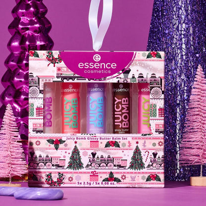 Essence Juicy Butter Balm Holiday Gift Set – 5 Vegan & Cruelty-Free Lip Balms, Stocking Stuffer for Beauty Lovers Avelisse