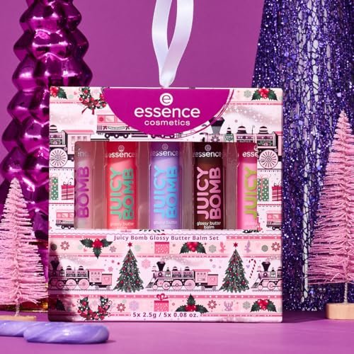 Essence Juicy Butter Balm Holiday Gift Set – 5 Vegan & Cruelty-Free Lip Balms, Stocking Stuffer for Beauty Lovers Avelisse