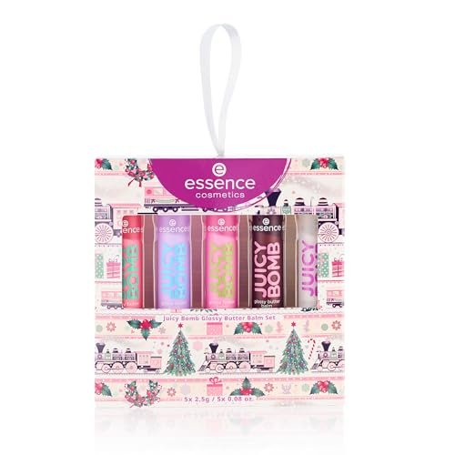 Essence Juicy Butter Balm Holiday Gift Set – 5 Vegan & Cruelty-Free Lip Balms, Stocking Stuffer for Beauty Lovers Avelisse