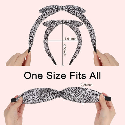 CURASA Big Bow Headbands for Women – Leopard Print Fancy Hair Accessories (4-Pack)