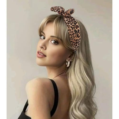 CURASA Big Bow Headbands for Women – Leopard Print Fancy Hair Accessories (4-Pack)