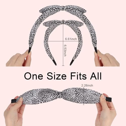 CURASA Big Bow Headbands for Women – Leopard Print Fancy Hair Accessories (4-Pack) - görsel 6