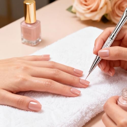 2PCS Professional French Tip Brush Set - Dual-Ended Nail Art Brushes with Rhinestone Handle for Builder Gel & Polygel - görsel 10