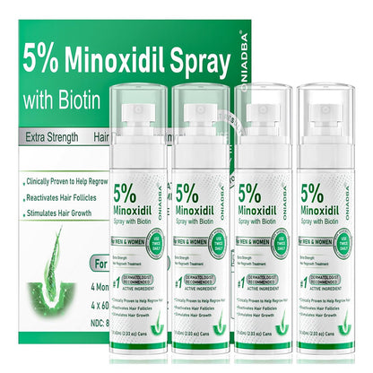 5% Minoxidil Spray for Hair Growth, 4 Pack (8.12oz), For Men & Women – Extra Strength Hair Regrowth Treatment with Biotin & Castor Oil, Supports Thicker Fuller Hair & Beard, Non-Greasy 4-Month Supply Avelisse