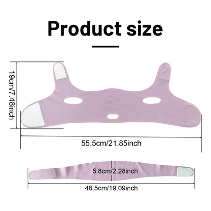 Purple Face Lift Belt - Forehead Lift Band, Breathable Comfort Pressure Forehead Bandage, Chin Up Face Lifting V-Shaped Strap