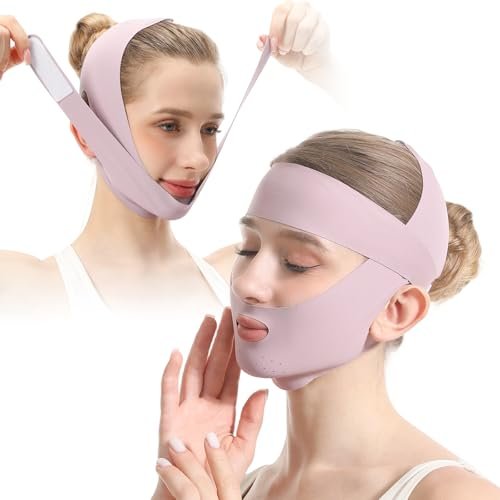 Purple Face Lift Belt - Forehead Lift Band, Breathable Comfort Pressure Forehead Bandage, Chin Up Face Lifting V-Shaped Strap - görsel 1