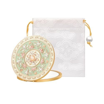 Imperblooms Compact Mirror - Mini Travel Makeup Mirror with Magnification, Portable Folding Vanity Mirror for Purse, Bag, or Pocket - Includes Cute Storage Pouch (Green, 3x3 inch) Avelisse