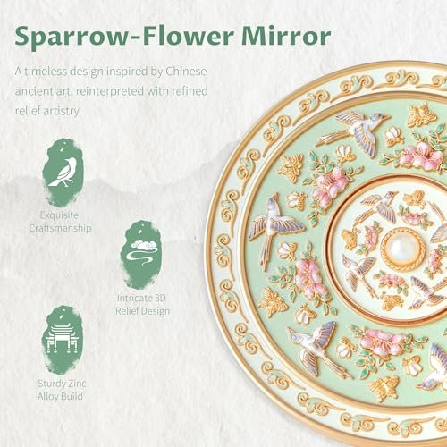 Imperblooms Compact Mirror - Mini Travel Makeup Mirror with Magnification, Portable Folding Vanity Mirror for Purse, Bag, or Pocket - Includes Cute Storage Pouch (Green, 3x3 inch) Avelisse