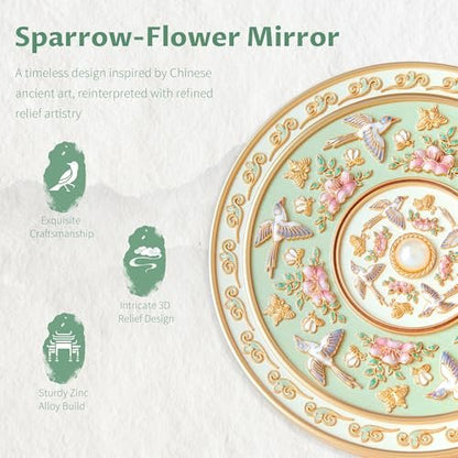 Imperblooms Compact Mirror - Mini Travel Makeup Mirror with Magnification, Portable Folding Vanity Mirror for Purse, Bag, or Pocket - Includes Cute Storage Pouch (Green, 3x3 inch) Avelisse