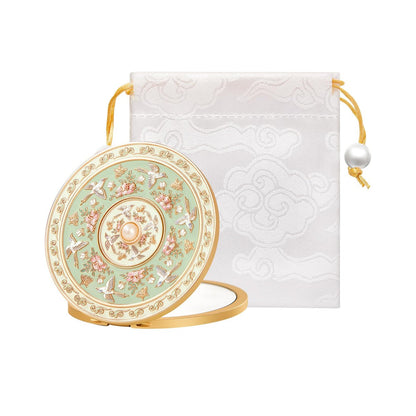 Imperblooms Compact Mirror - Mini Travel Makeup Mirror with Magnification, Portable Folding Vanity Mirror for Purse, Bag, or Pocket - Includes Cute Storage Pouch (Green, 3x3 inch) Avelisse