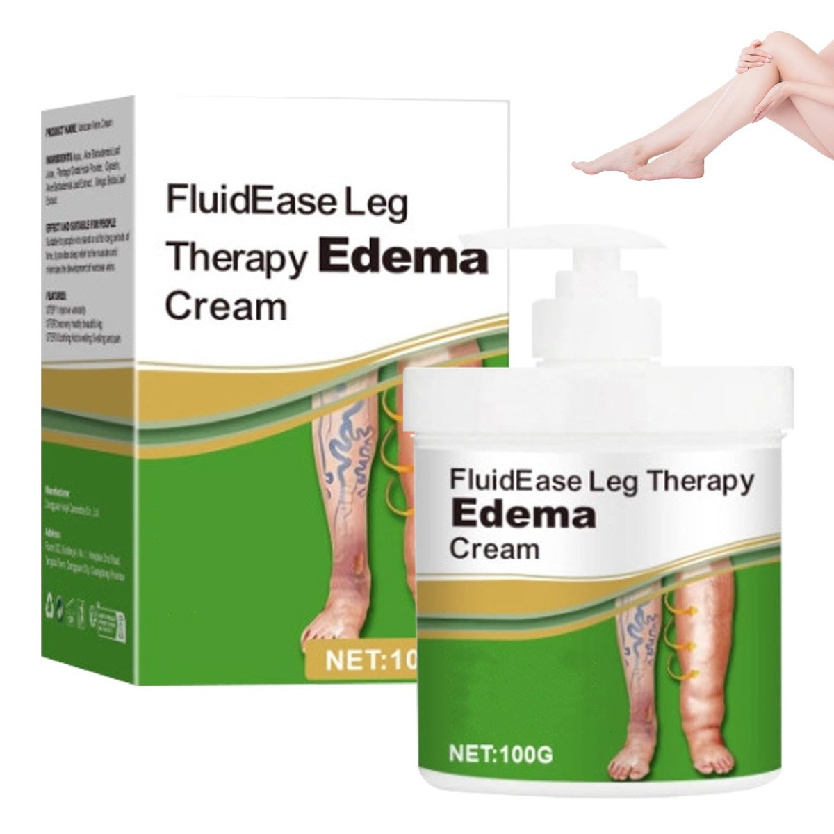 FluidEase Leg Therapy Edema Cream - Natural Herbal Relief for Swollen Legs and Feet, 1 Fl Oz Avelisse