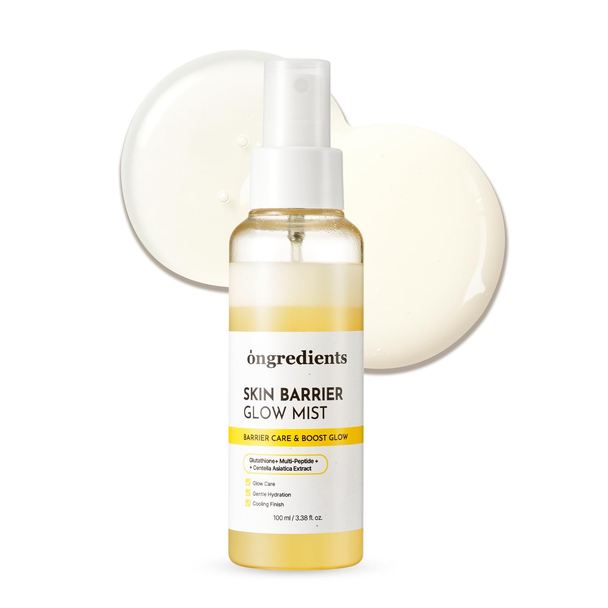 ONGREDIENTS Skin Barrier Glow Mist - Dual-Layer Facial Mist with 98% Pure Glutathione, Multi-Peptide, Centella, Ultra-Fine Spray, Cooling, for Dry and Sensitive Skin, Korean Skin Care, 3.38 fl. oz. Avelisse