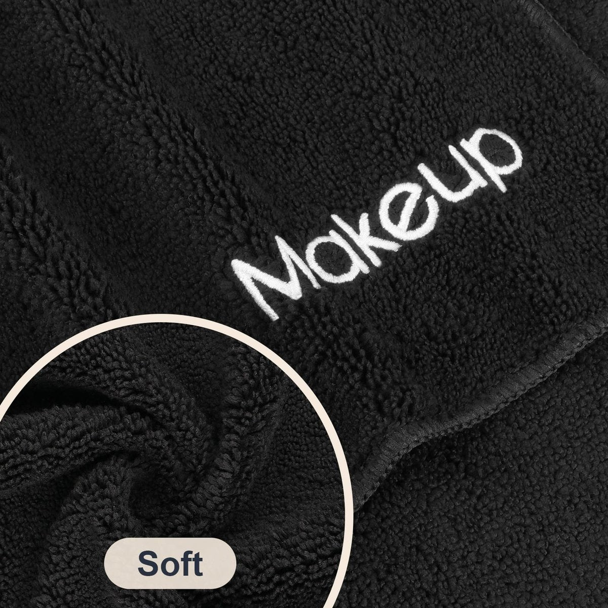 GLIMGLINT Makeup Remover Wash Cloths 5 Pack – Soft Black Microfiber Face Towels, 13 x 13 in, Reusable Facial Cleansing Cloths - görsel 3