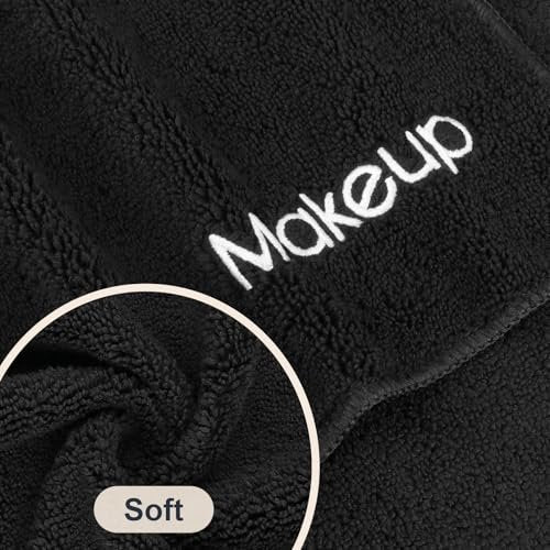GLIMGLINT Makeup Remover Wash Cloths 5 Pack – Soft Black Microfiber Face Towels, 13 x 13 in, Reusable Facial Cleansing Cloths - görsel 4