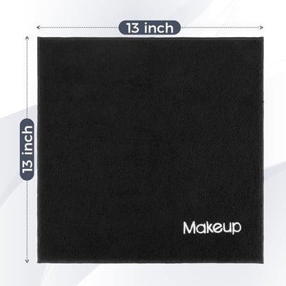 GLIMGLINT Makeup Remover Wash Cloths 5 Pack – Soft Black Microfiber Face Towels, 13 x 13 in, Reusable Facial Cleansing Cloths