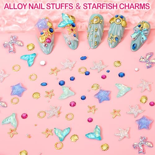 8000pcs 3D Nail Charms and Gems - Cute Rhinestones Variety Pack for Nail Art, Butterfly Bow Moon Star Flower Gold Pearls - görsel 11