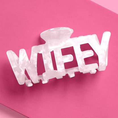 xo, Fetti Wifey Claw Hair Clip - White Marble Acrylic | Bachelorette Party Accessory, Bride Gift, Bridal Shower, Wedding Day, Bride to Be Avelisse
