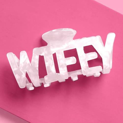 xo, Fetti Wifey Claw Hair Clip - White Marble Acrylic | Bachelorette Party Accessory, Bride Gift, Bridal Shower, Wedding Day, Bride to Be Avelisse