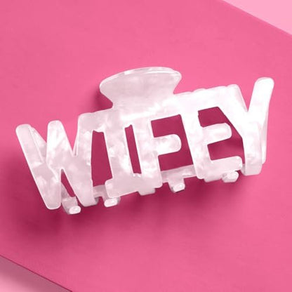 xo, Fetti Wifey Claw Hair Clip - White Marble Acrylic | Bachelorette Party Accessory, Bride Gift, Bridal Shower, Wedding Day, Bride to Be Avelisse