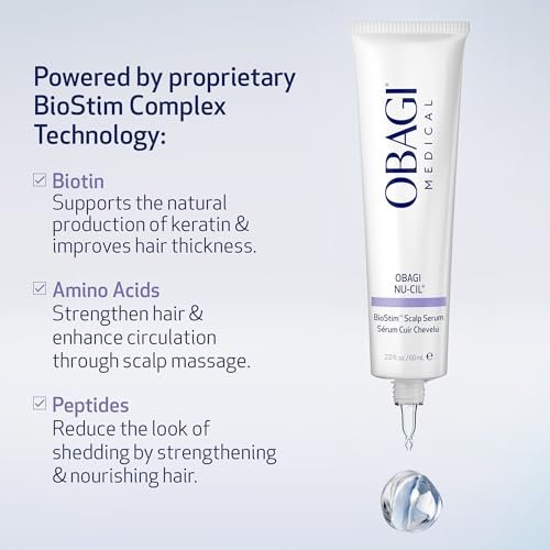 Obagi Nu-Cil BioStim Hair Scalp Serum with Biotin – Clinically Proven for Scalp Health, Fuller & Denser Hair – Lightweight Formula Strengthens Follicles & Encourages Regrowth – 2 oz Avelisse