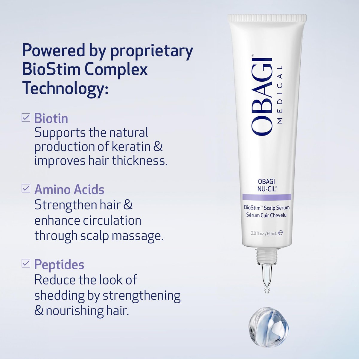 Obagi Nu-Cil BioStim Hair Scalp Serum with Biotin – Clinically Proven for Scalp Health, Fuller & Denser Hair – Lightweight Formula Strengthens Follicles & Encourages Regrowth – 2 oz Avelisse