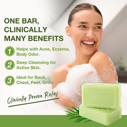 PHARMBANNER Tea Tree Antifungal Soap Bar – 2-Pack, 4.1 oz Each – Body Wash for Acne, Folliculitis, Jock Itch, Ringworm, Athlete’s Foot, Body Odor & Eczema Avelisse