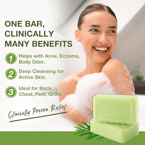 PHARMBANNER Tea Tree Antifungal Soap Bar – 2-Pack, 4.1 oz Each – Body Wash for Acne, Folliculitis, Jock Itch, Ringworm, Athlete’s Foot, Body Odor & Eczema Avelisse