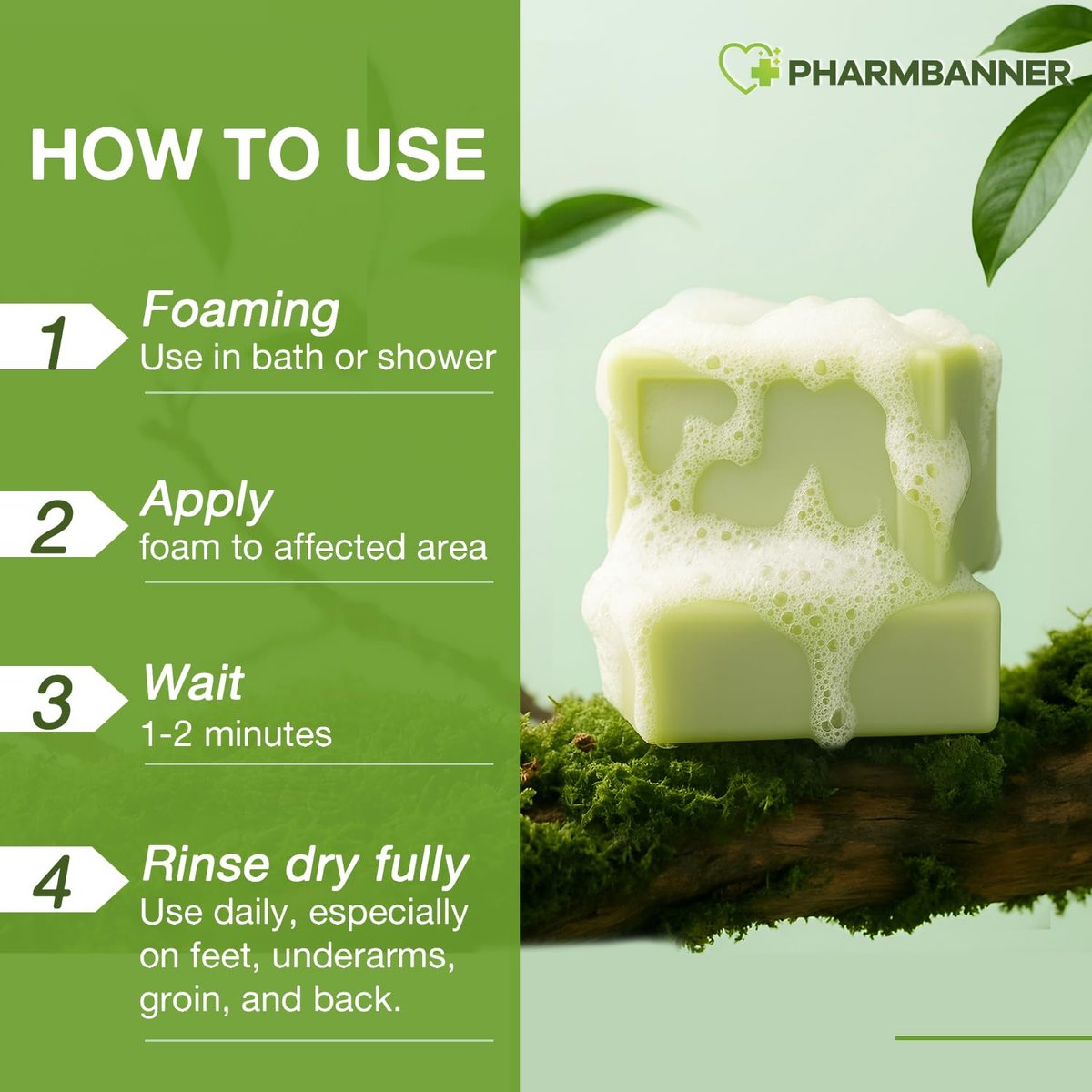 PHARMBANNER Tea Tree Antifungal Soap Bar – 2-Pack, 4.1 oz Each – Body Wash for Acne, Folliculitis, Jock Itch, Ringworm, Athlete’s Foot, Body Odor & Eczema Avelisse