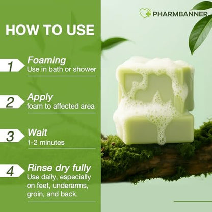 PHARMBANNER Tea Tree Antifungal Soap Bar – 2-Pack, 4.1 oz Each – Body Wash for Acne, Folliculitis, Jock Itch, Ringworm, Athlete’s Foot, Body Odor & Eczema Avelisse