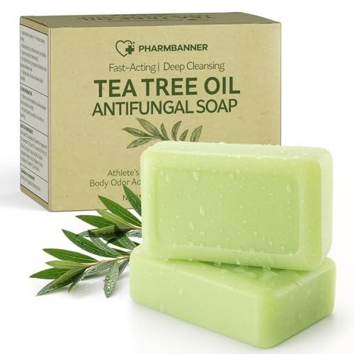 PHARMBANNER Tea Tree Antifungal Soap Bar – 2-Pack, 4.1 oz Each – Body Wash for Acne, Folliculitis, Jock Itch, Ringworm, Athlete’s Foot, Body Odor & Eczema Avelisse
