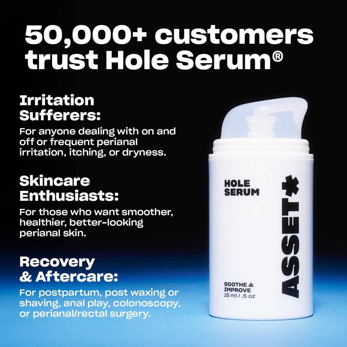 Asset Hole Serum – Soothing Daily Serum for Perianal Skin Health & Radiance – 15ml (0.5oz) | Hydrates, Strengthens, Improves Skin Texture | Gentle, pH Balanced, Non-Greasy Formula Avelisse