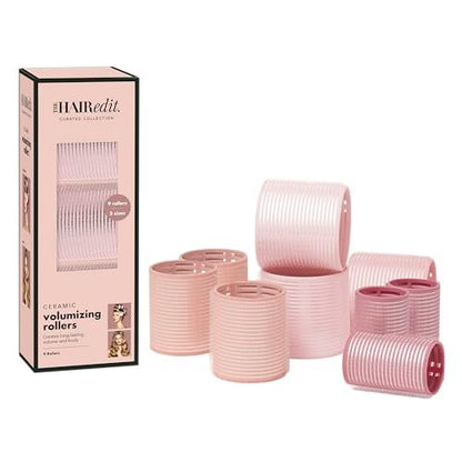 The Hair Edit Ceramic Core Hair Rollers 9-Pack – Heat or No-Heat Styling for Volume, Soft Waves & Bouncy Blowouts