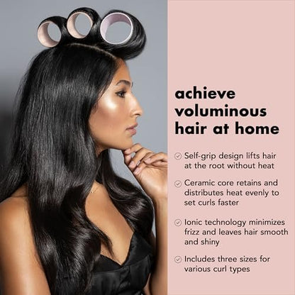 The Hair Edit Ceramic Core Hair Rollers 9-Pack – Heat or No-Heat Styling for Volume, Soft Waves & Bouncy Blowouts