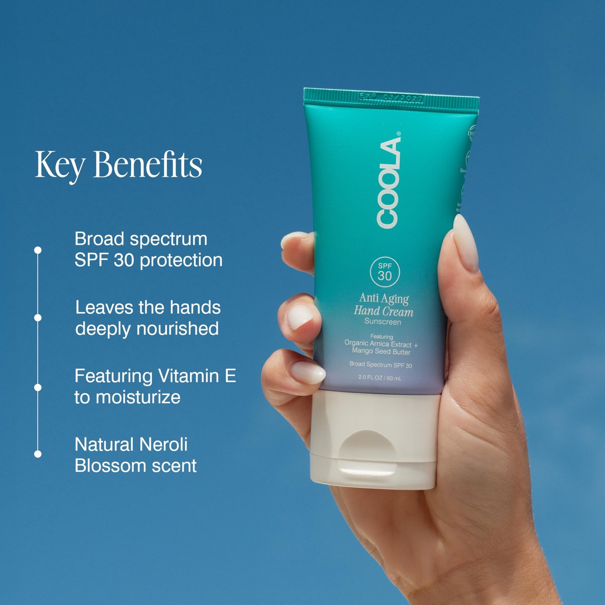 COOLA Anti-Aging Hand Cream SPF 30 - Moisturizing Sunscreen with Mango Seed Butter & Vitamin E, 2 Fl Oz - görsel 5