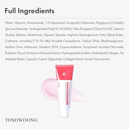 TOSOWOONG PDRN Niacinamide 5.0 Cream – Dark Spot Remover & Hydrating Moisturizer with Salmon DNA, Korean Skincare 50ml Avelisse