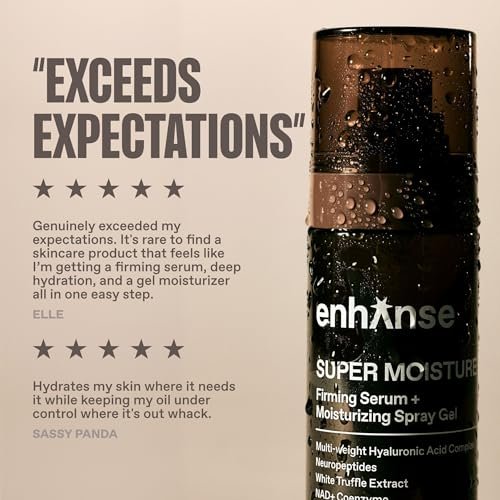 Enhanse Super Moisture 2-in-1 Day to Night Serum & Moisturizer Spray – Hydration & Repair with Hyaluronic Acid, Exosomes & NAD+, for Men, All Skin Types, 100 mL Avelisse