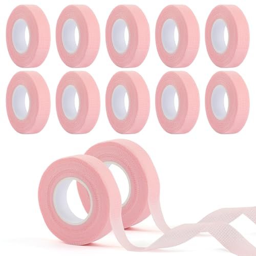 BEVTEE 12 Rolls Lash Tape - Self-Adhesive Eyelash Tape for Extensions & Makeup, Soft Breathable Micropore Tape, 9m per Roll, Pink - görsel 2