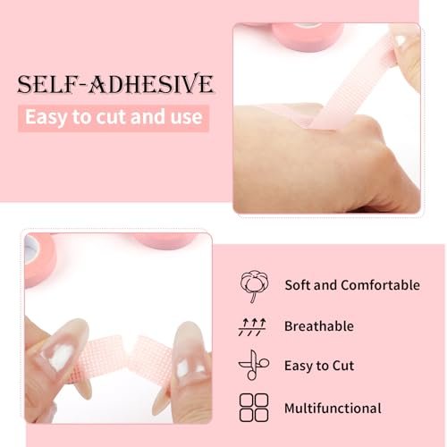 BEVTEE 12 Rolls Lash Tape - Self-Adhesive Eyelash Tape for Extensions & Makeup, Soft Breathable Micropore Tape, 9m per Roll, Pink - görsel 6