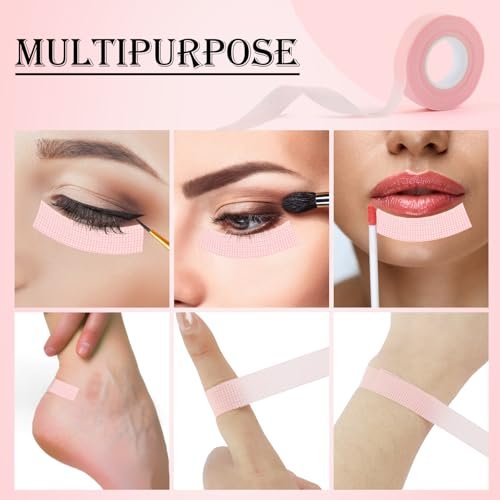 BEVTEE 12 Rolls Lash Tape - Self-Adhesive Eyelash Tape for Extensions & Makeup, Soft Breathable Micropore Tape, 9m per Roll, Pink - görsel 12