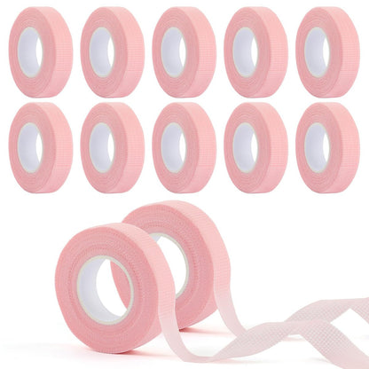 BEVTEE 12 Rolls Lash Tape - Self-Adhesive Eyelash Tape for Extensions & Makeup, Soft Breathable Micropore Tape, 9m per Roll, Pink
