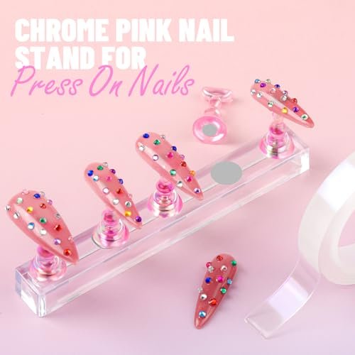 FANDAMEI Nail Art Brushes Kit - Complete Set with Dotting Tools, Rhinestones, Pearls, Charms, Gems, Stickers, and Nail Stand for Press-On Nails - görsel 10