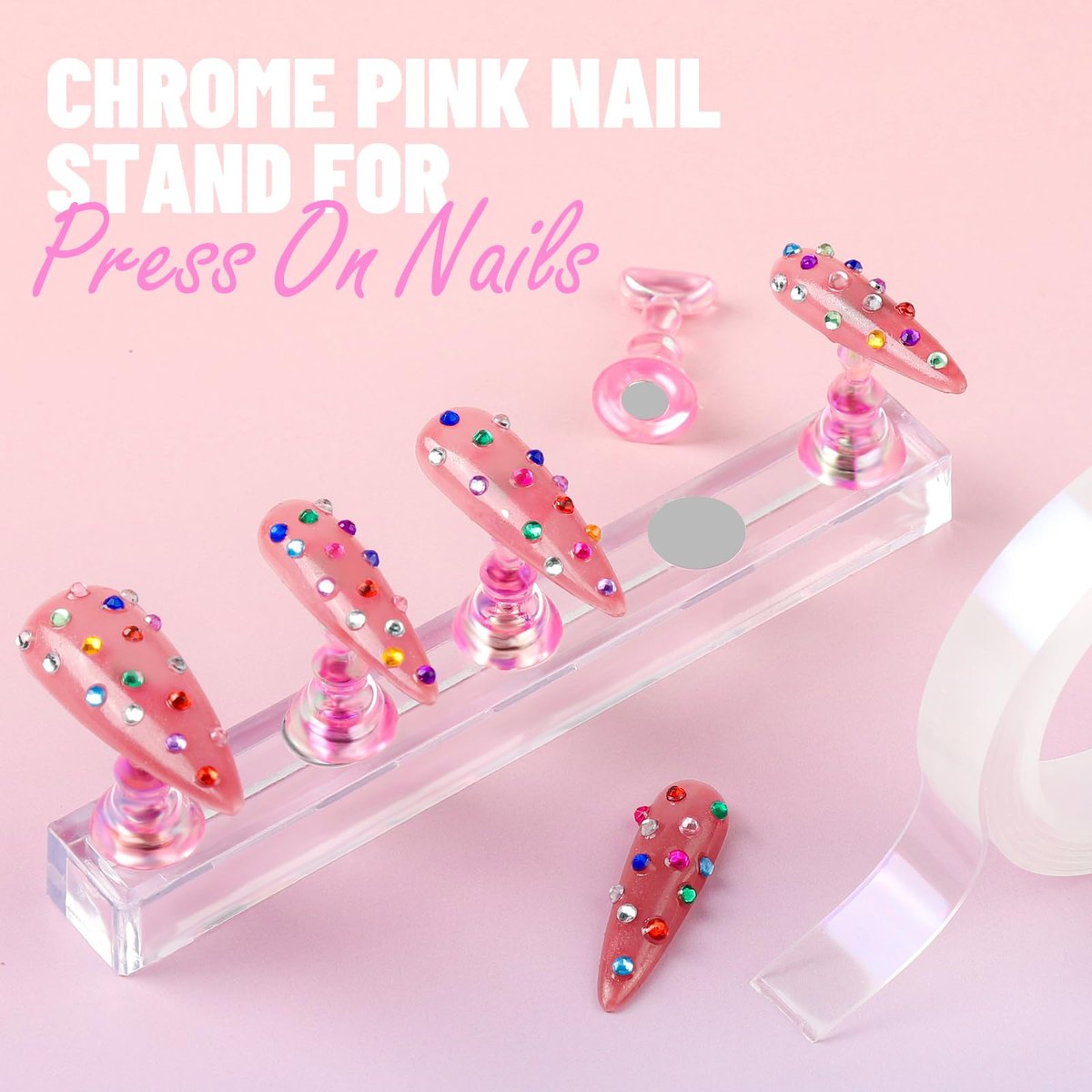 FANDAMEI Nail Art Brushes Kit - Complete Set with Dotting Tools, Rhinestones, Pearls, Charms, Gems, Stickers, and Nail Stand for Press-On Nails - görsel 9